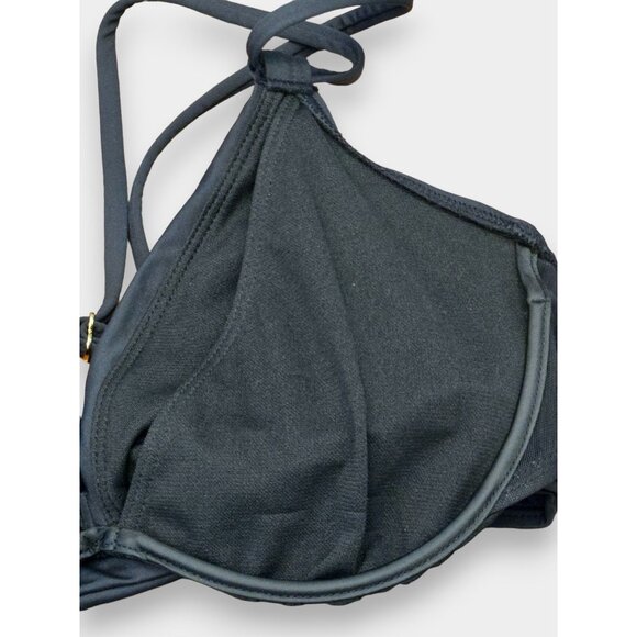 LAUREN RALPH LAUREN Twist Front Double Strap Bikini Top Black NWT - Picture 7 of 8